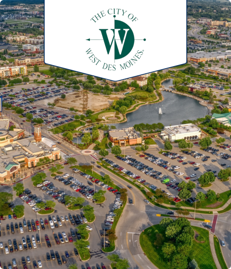 west des moines city and logo